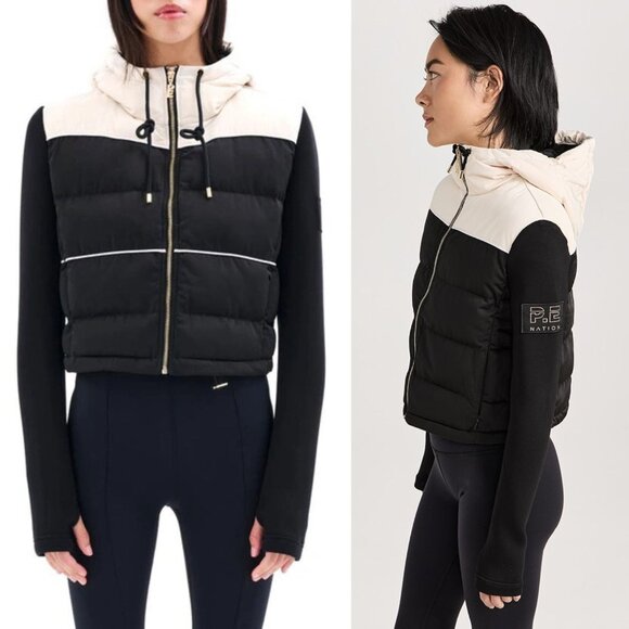 P.E Nation Parallel Cream Black‎ Quilted Hooded Puffer Jacket Size XL - Picture 15 of 15